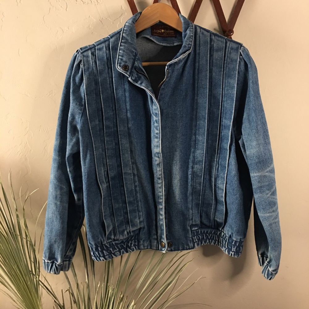90's Vintage Bomber denim jean jacket